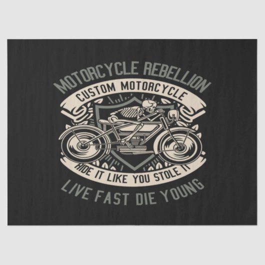 Papier Mousseline Motocyclette Rebel du crâne (Recto)