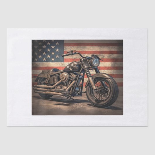 Papier Mousseline Motorcycle USA Drapeau Retro Biker (Recto)