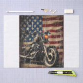 Papier Mousseline Motorcycle USA Drapeau Retro Biker (Artisanat)