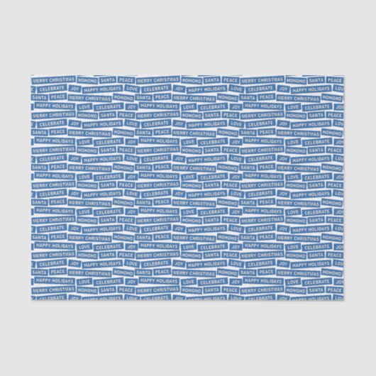 Papier Mousseline Mots de Noël Papier de tissus bleu et blanc (Recto)
