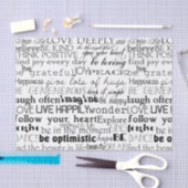 Papier Mousseline Mots Inspirants Noir Blanc (Artisanat)