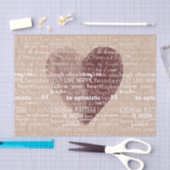 Papier Mousseline Mots Inspirationnels Aquarelle Coeur (Artisanat)