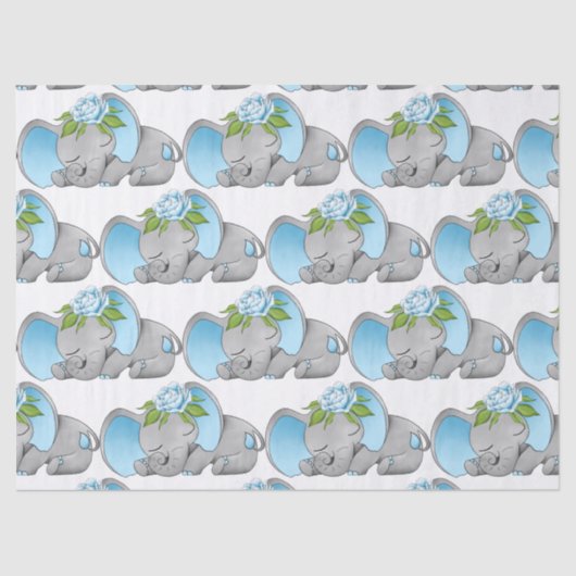 Papier Mousseline Mouchoir mignon carrelé bébé garçon éléphant tissu (Recto)