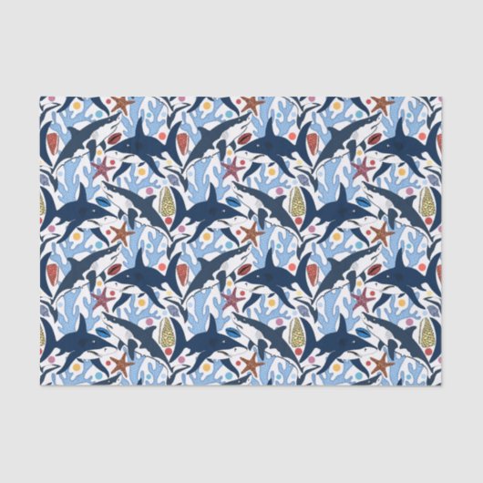 Papier Mousseline Mouchoir mignon motif de requin de plage (Recto)