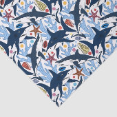 Papier Mousseline Mouchoir mignon motif de requin de plage (Détail)