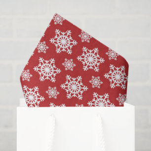 Papier Mousseline Mouchoir rouge blanc flocon motif