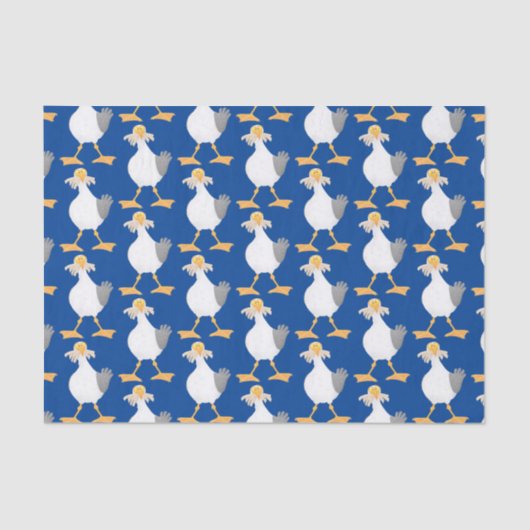 Papier Mousseline Mouette drôle avec frites dessin animé (Recto)