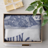 Papier Mousseline Moulin à vent français Typographie bleue Découpage (Cadeau)