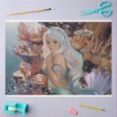 Papier Mousseline Mousse sous-marine et sirène d'aquarelle d'or (Artisanat)