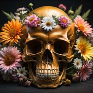 Papier Mousseline Mousseline Floral skull v7 Steampunk tissue paper