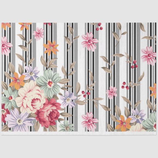 Papier Mousseline MOUSSELINE PAPIER - Fleurs de Chabby - Papier Tiss (Recto)