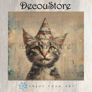 Papier Mousseline Moustaches Festives : Découpage de Chatons Vintage