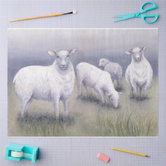 Papier Mousseline Mouton en champ (Artisanat)