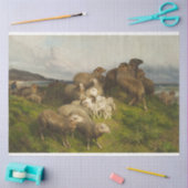 Papier Mousseline Moutons dans un pré (par August Friedrich Schenck) (Artisanat)