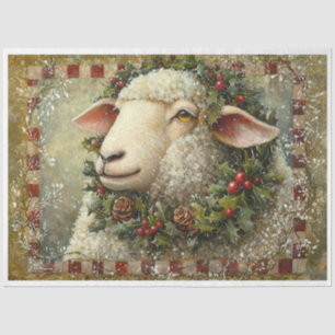 Papier Mousseline Moutons de Noël primitifs
