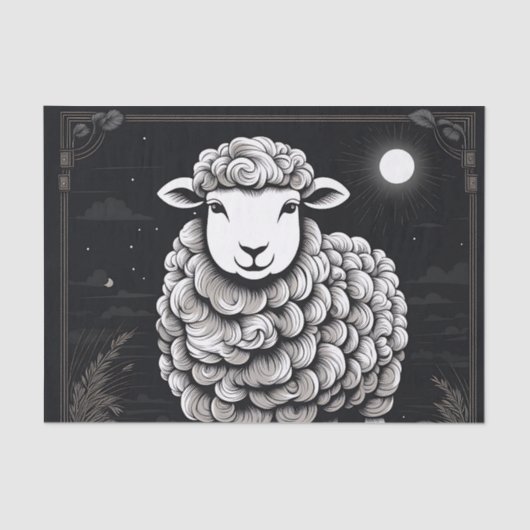 Papier Mousseline Moutons Fluffants Noir Et Blanc (Recto)