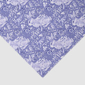 Papier Mousseline Moyenne Blue Rabbit Bunny Bird Floral Chinoiserie (Détail)