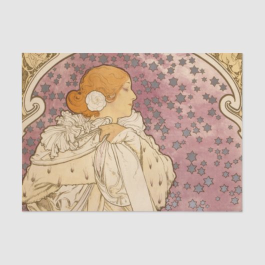 Papier Mousseline Mucha Art nouveau femme beauté (Recto)