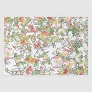 Papier Mousseline Mucha Art Nouveau Hollyhock Floral Tissue Paper