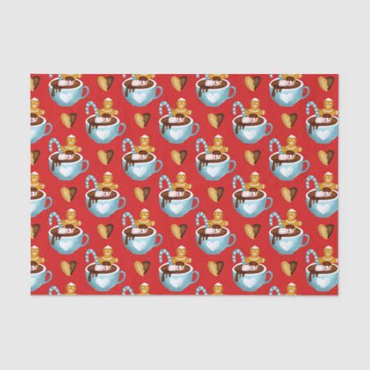 Papier Mousseline Mugs de Noël au chocolat chaud et biscuits (Recto)