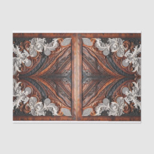 Papier Mousseline Multi-couleur cuir et dentelle aspect rustique mar