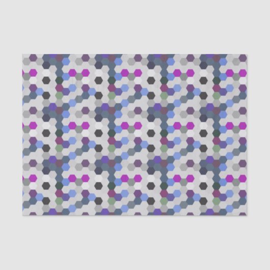 Papier Mousseline Multi Hexagons violet sans fil (Recto)