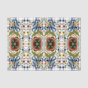 Papier Mousseline Multicolor art populaire estonien motif floral