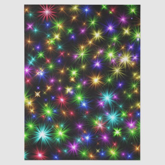 Papier Mousseline Multicolor Christmas Star Rays-57191 (Recto)