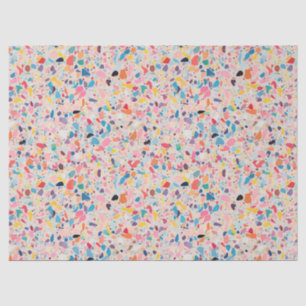 Papier Mousseline Multicolore Rainbow Terrazzo motif
