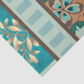 Papier Mousseline Multiples Motifs, Turquoise, Vert, Rouille, Or, Fl (Détail)