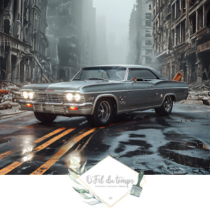 Papier Mousseline Muscle Car Ville post-apocalyptique paysage Découp