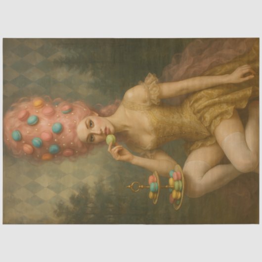 Papier Mousseline Muse de la Confection Dorée – Macaron Rococo Décou (Recto)