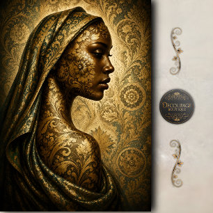Papier Mousseline Muse Découpage en Damassé Doré