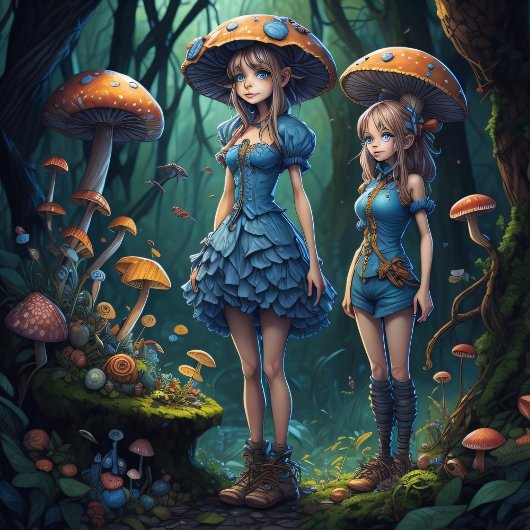 Papier Mousseline Mushroom Gypsy woman v7 tissue paper