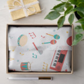 Papier Mousseline Musical Instruments Music Theme Pattern (Cadeau)