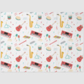 Papier Mousseline Musical Instruments Music Theme Pattern (Recto)