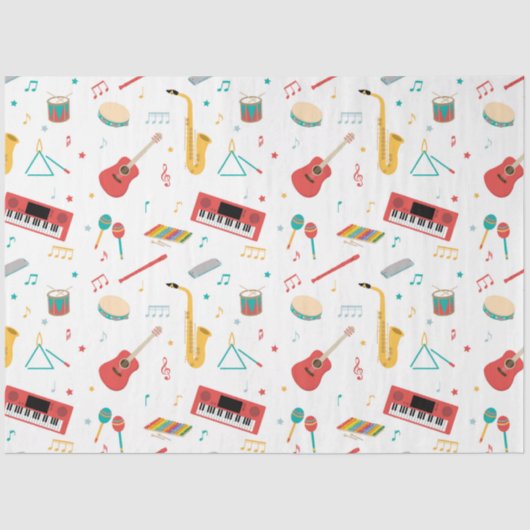 Papier Mousseline Musical Instruments Music Theme Pattern (Recto)