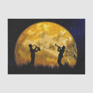 Papier Mousseline Musiciens Pleine lune aquarelle