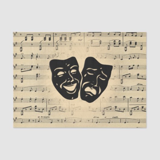 Papier Mousseline Musique antique et masques de théâtre (Recto)