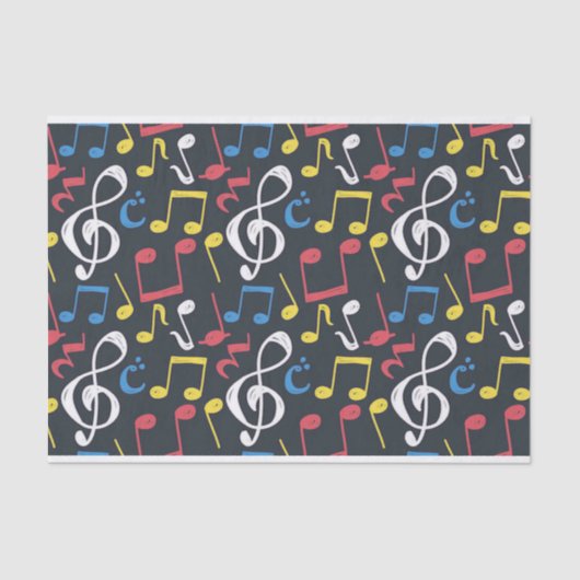 Papier Mousseline Musique colorée note musicienne Motif (Recto)
