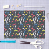 Papier Mousseline Musique colorée note musicienne Motif (Artisanat)
