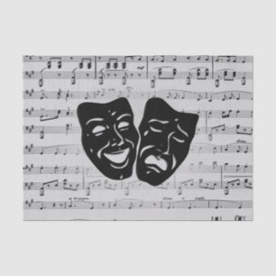 Papier Mousseline Musique d'argent et masques de théâtre