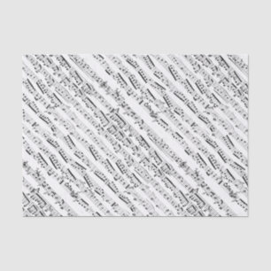 Papier Mousseline Musique de feuille diagonale noire et blanche de