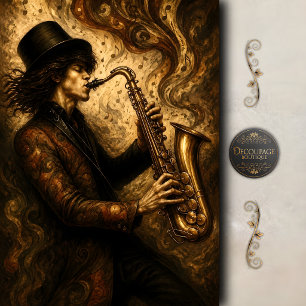 Papier Mousseline Musique de saxophone vintage découpage