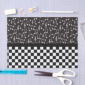 Papier Mousseline Musique et damier noir et blanc (Artisanat)