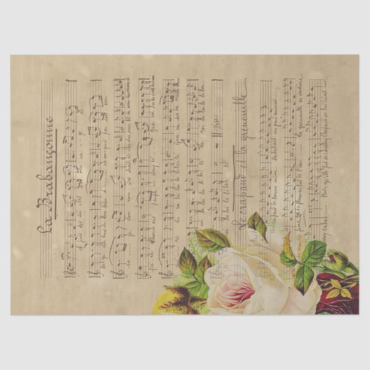 Papier Mousseline Musique et Rose 13 (Recto)