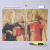 Papier Mousseline MUSIQUE FABRIQUANT DES ANGELS EN Noël ROUGE ET OR (Artisanat)