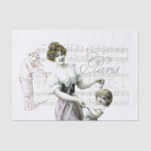 Papier Mousseline Musique Française Violoniste Danseuse Lady Girl Dé
