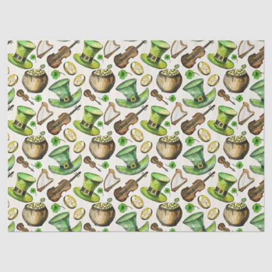 Papier Mousseline Musique Irlandaise Pour La Saint-Patrick (Recto)