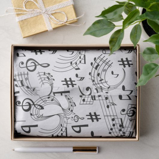 Papier Mousseline Musique, notes musicales (Cadeau)